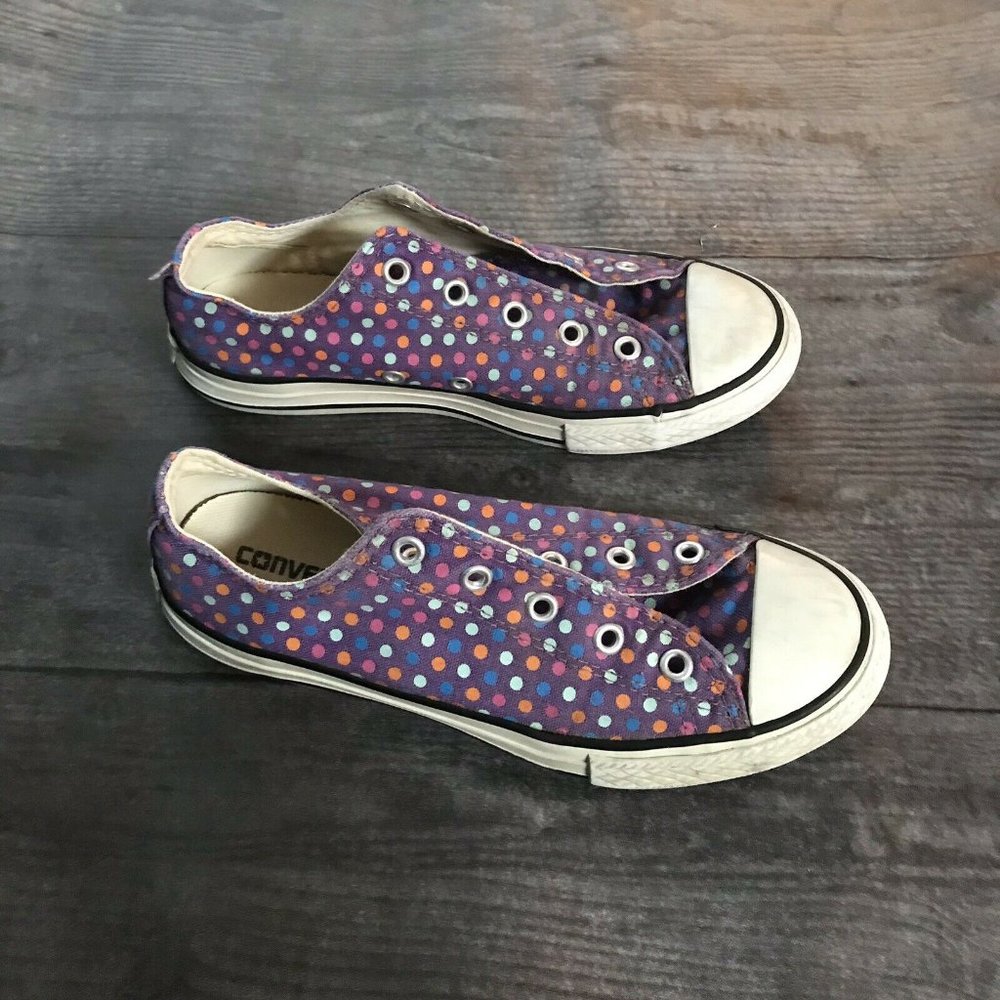 Girl's Converse Purple Polka Dot Sneakers 2.5Y